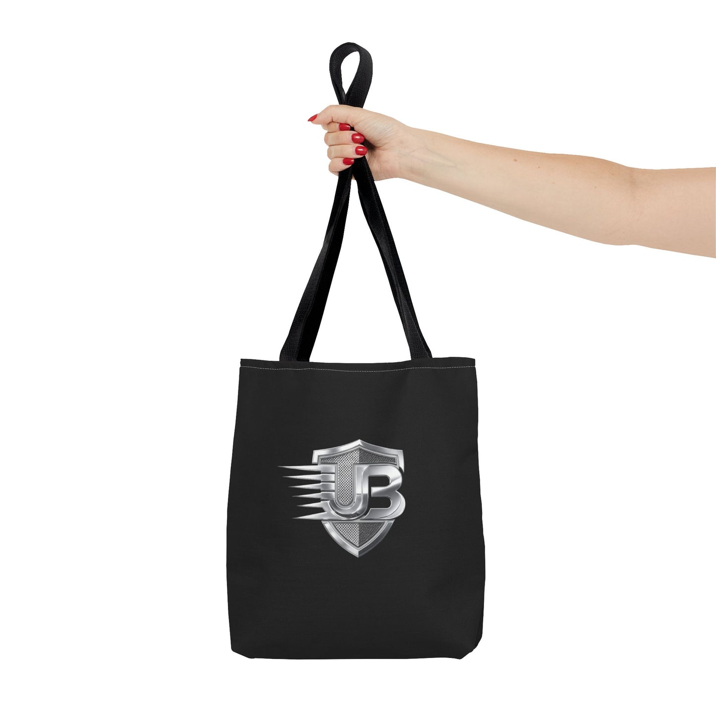 Shield Logo Tote Bag — Black Urban Badge Tote with 'UB' Emblem