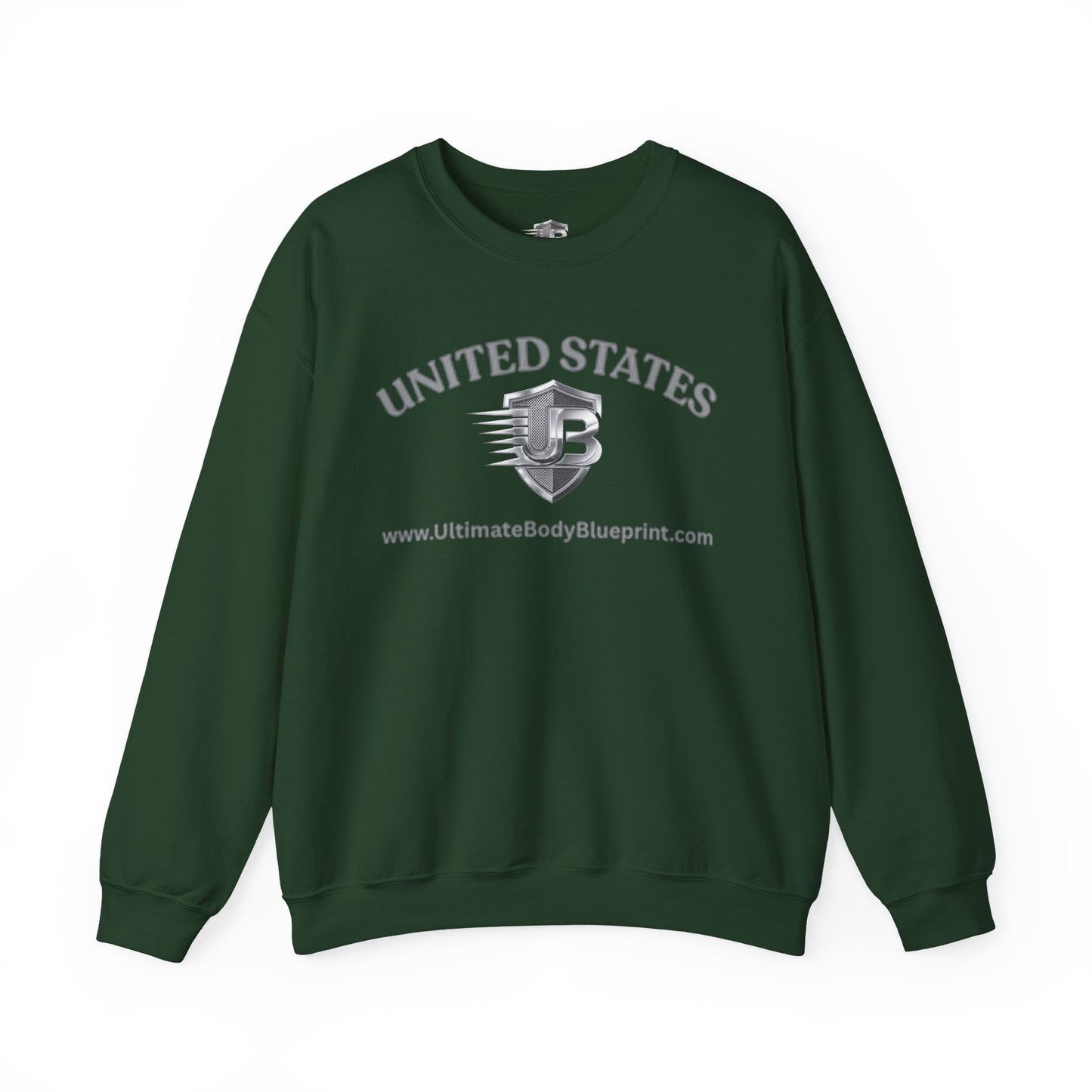 United States Shield Crewneck Sweatshirt — Subtle Black Emblem on Forest Green