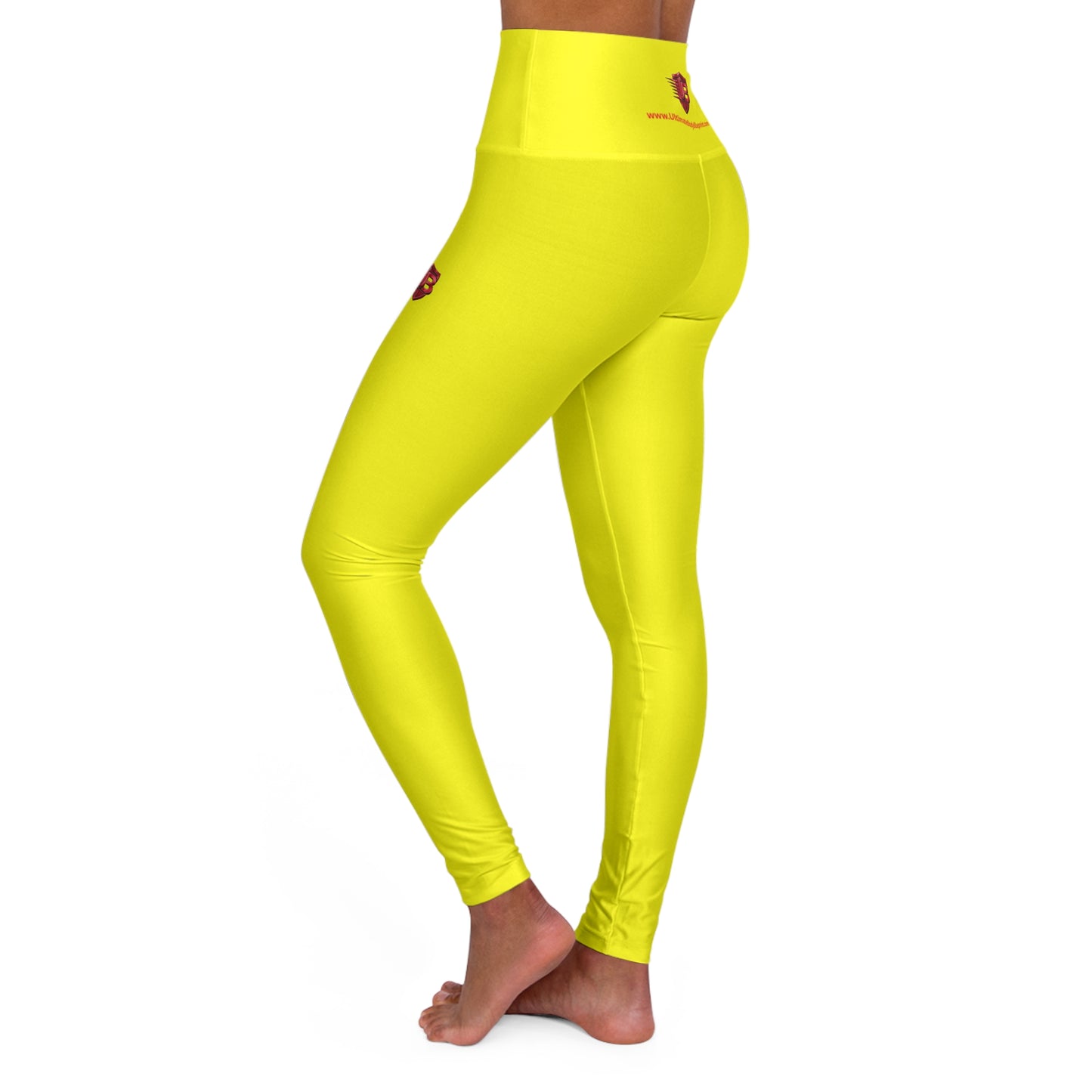 High-Waisted Yoga Leggings – Bright Yellow Performance Leggings with Small Butterfly Logo