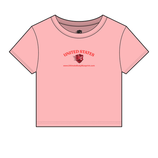United States UB Shield Crop Tee — Red Logo Women's Baby T-Shirt