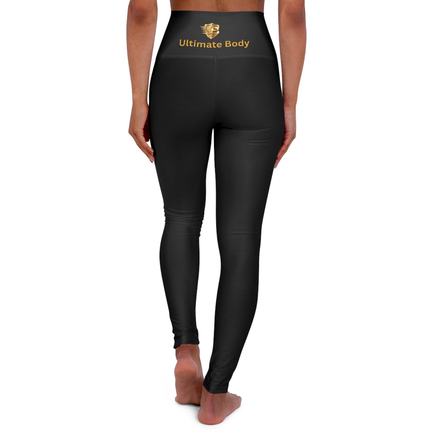 High-Waisted Yoga Leggings — Ultimate Body Gold Logo