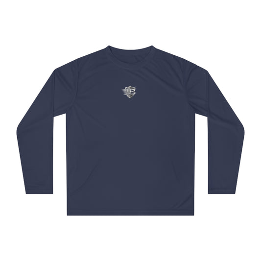 Performance Long Sleeve Shirt — Minimal Shield Chest + QR Code "Ultimate Body" Back