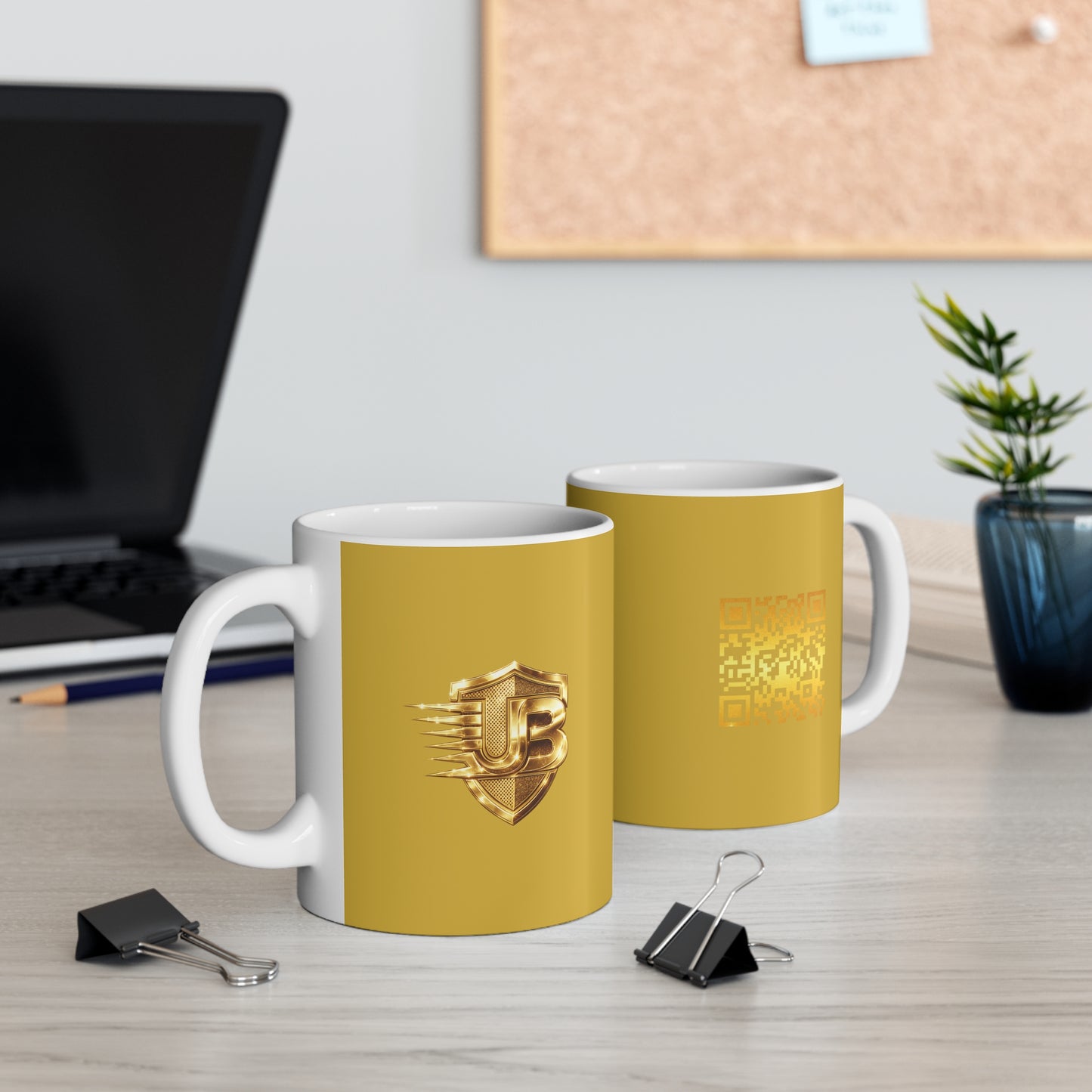 Gold Shield Emblem Mug — Vintage Racing Crest Coffee Cup
