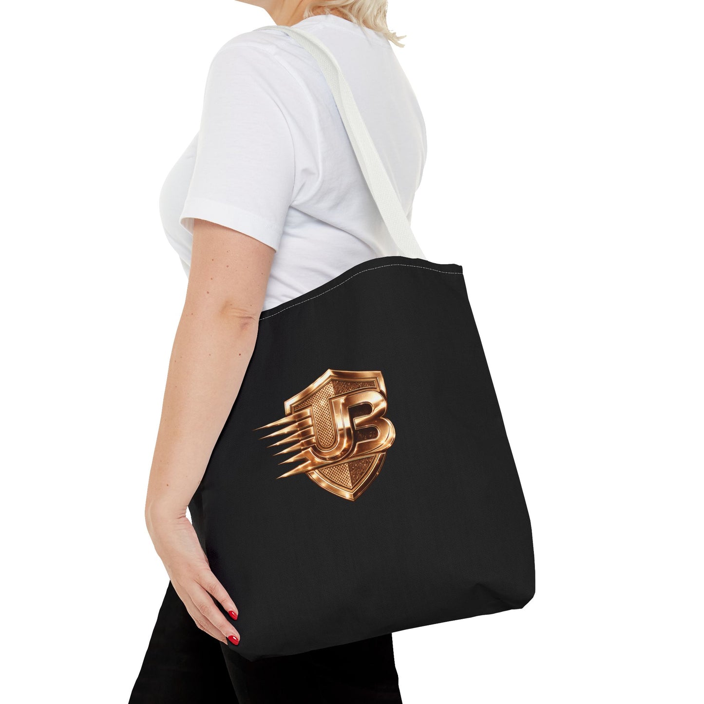 Ultimate Body QR Tote Bag — Black Logo Shield Design