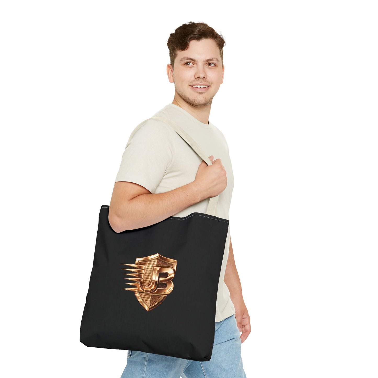 Ultimate Body QR Tote Bag — Black Logo Shield Design