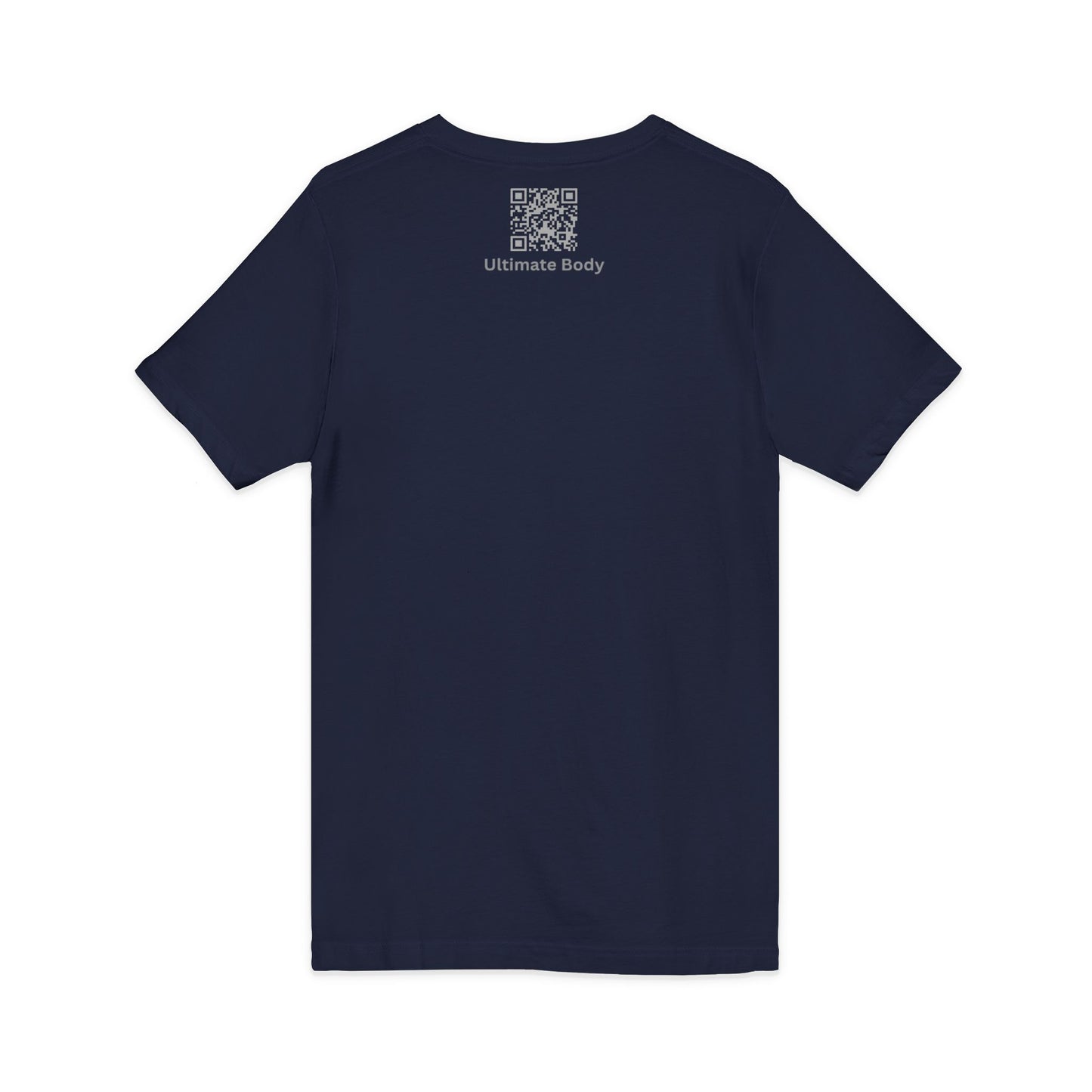 Men's Fitness V‑Neck Tee with 'Ultimate Body' QR Back — Gym Motivation Shirt