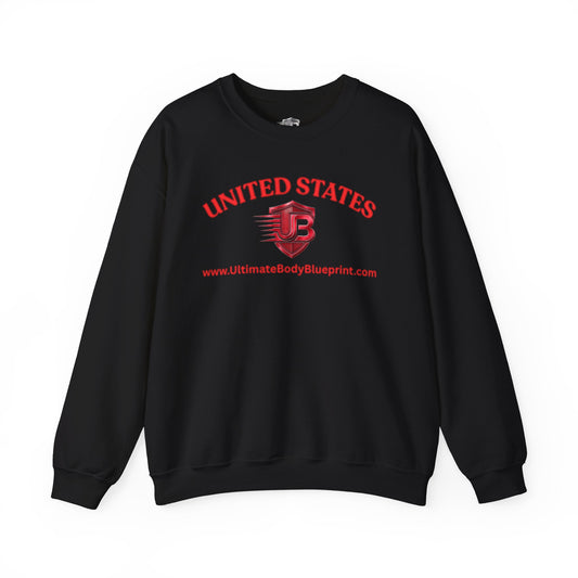 United States Blaze Logo Crewneck Sweatshirt — Red Emblem Athletic Pullover