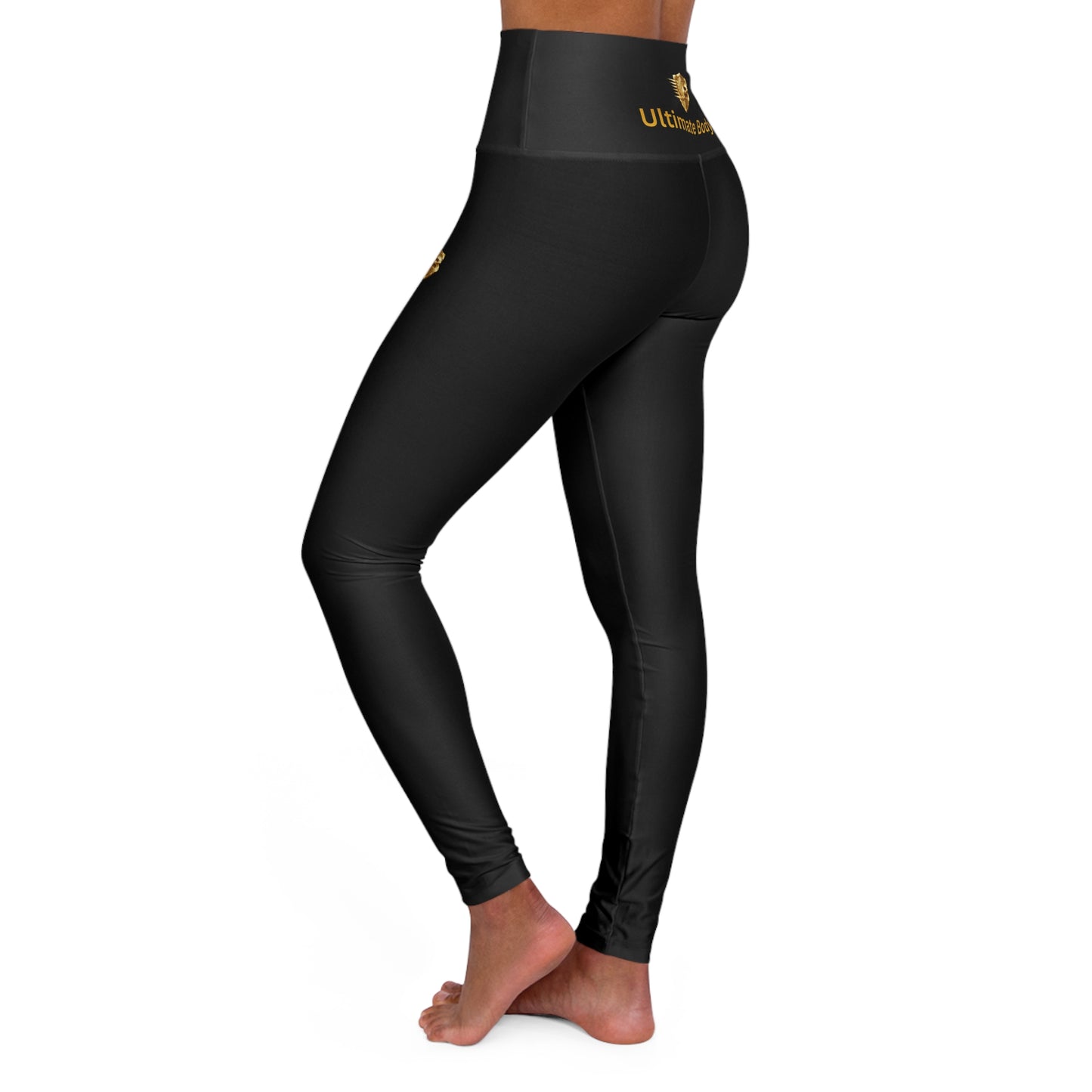 High-Waisted Yoga Leggings — Ultimate Body Gold Logo