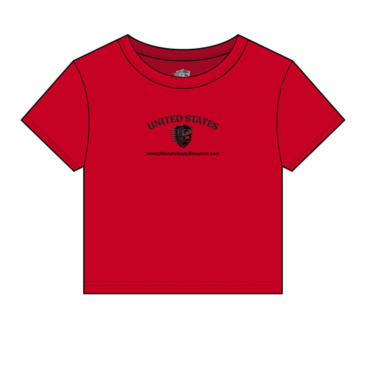 United States UB Shield Women's Baby Tee — Ultimate Body Blueprint Logo Crop Top