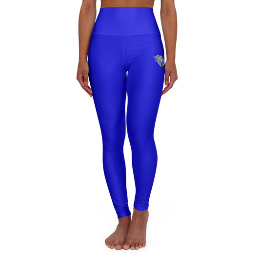 High-Waisted Yoga Leggings — Blue Logo Activewear
