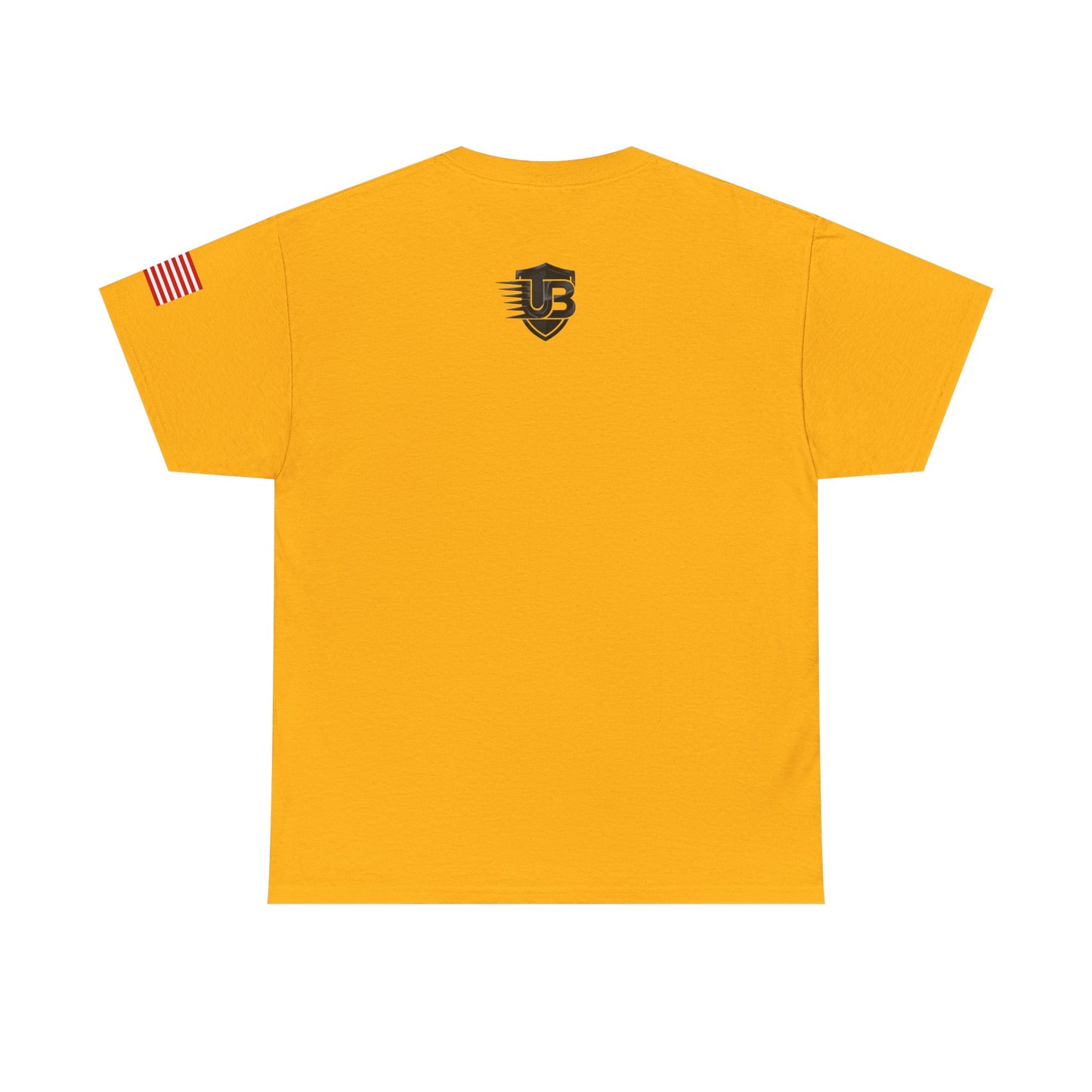 United States Logo Tee — Patriotic Yellow T‑Shirt with American Flag Sleeve