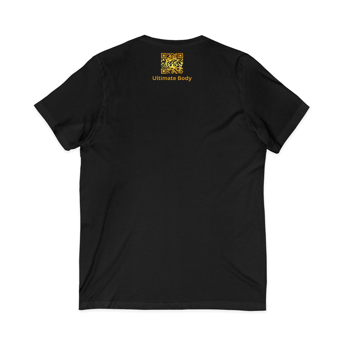 V-Neck Tee — Gold Shield Logo & “Ultimate Body” Back QR Accent