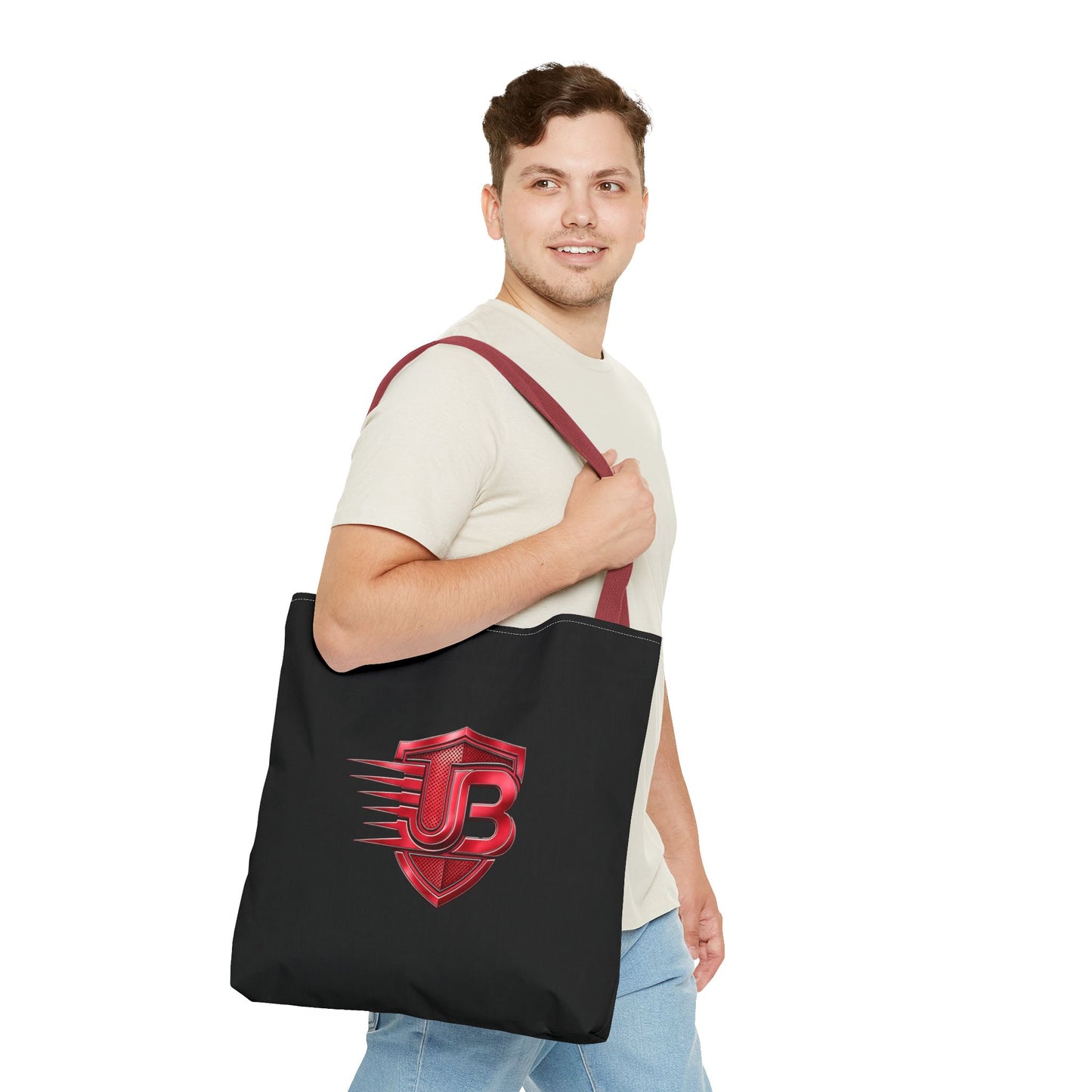 Speed Shield Logo Tote Bag — Black & Red Branded AOP Tote