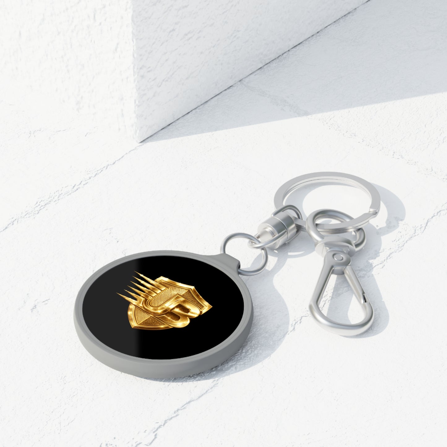 Gold Shield UB Logo Keyring Tag — Racing Emblem Keychain