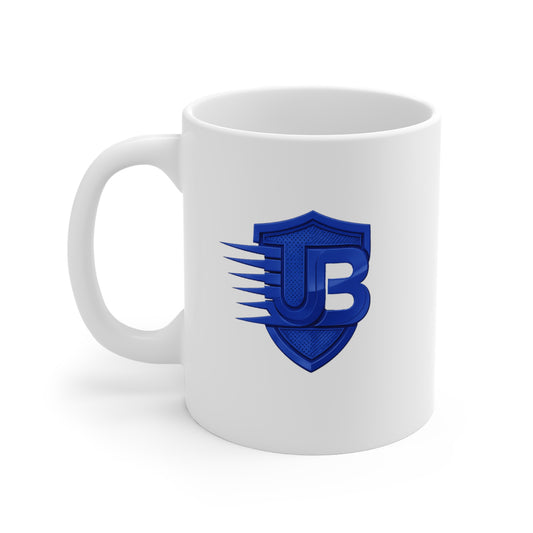 UB Shield Logo Mug — Blue Emblem 11oz Ceramic Coffee Cup