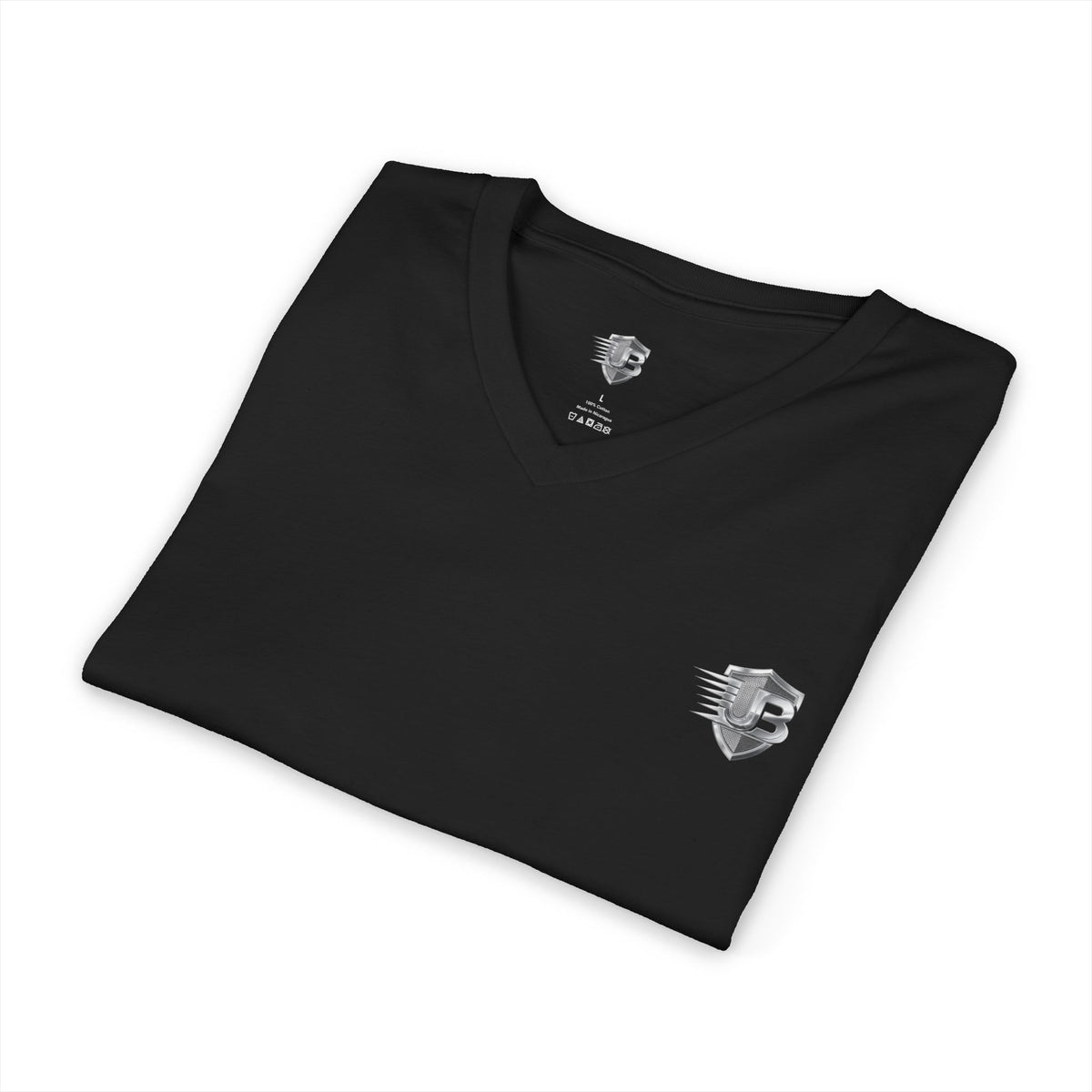 V-Neck Tee — 'Ultimate Body' QR Chest & Back Minimalist Fitness Design