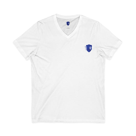 V-Neck Fitness Tee with 'Ultimate Body' QR Back & Shield Logo