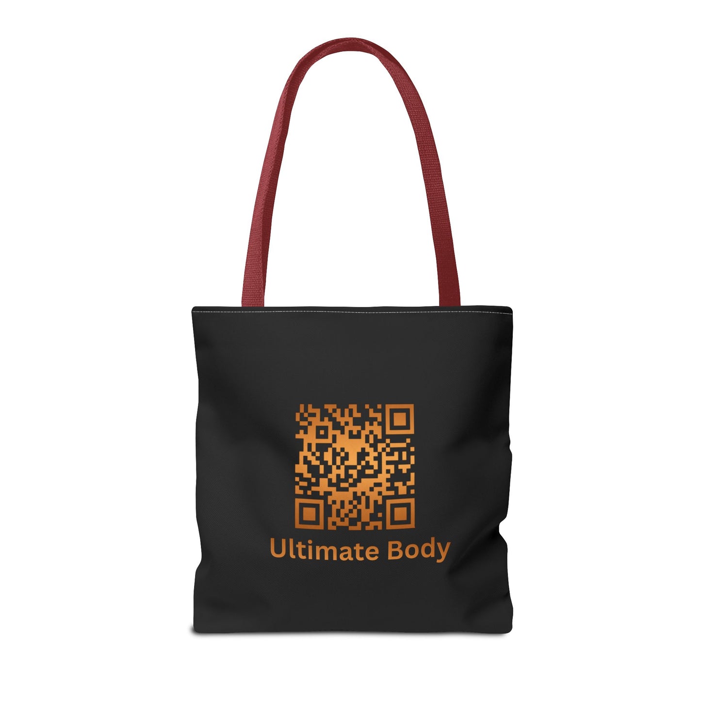Ultimate Body QR Tote Bag — Black Logo Shield Design