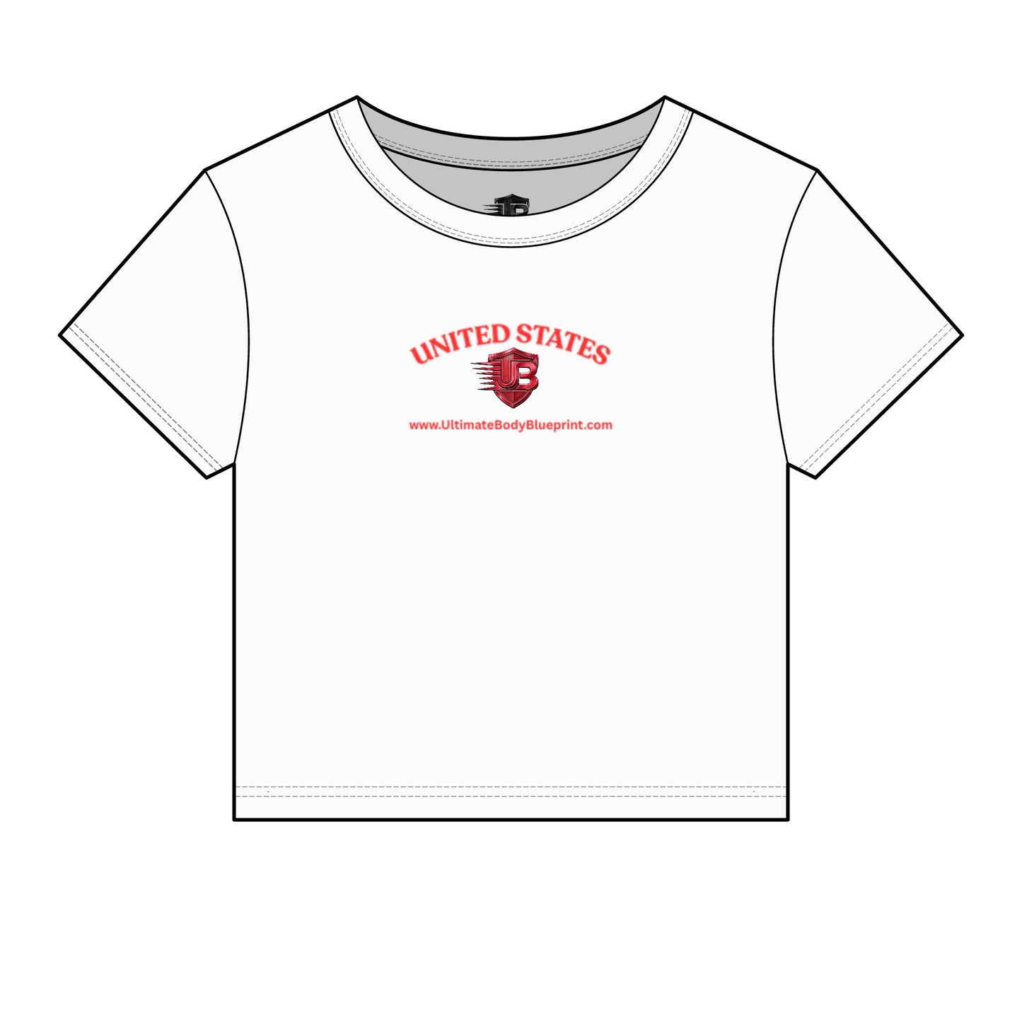 United States UB Logo Crop Tee — Ultimate Body Blueprint Fitness Shirt