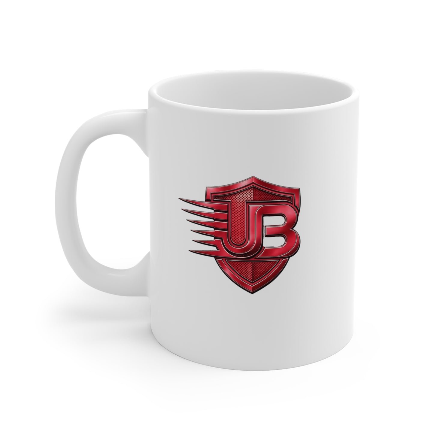 Superhero Shield Logo Mug — Red UB Emblem 11oz