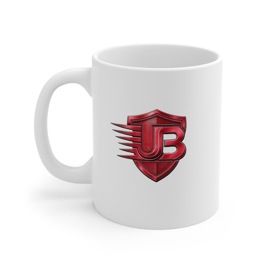 Superhero Shield Logo Mug — Red UB Emblem 11oz