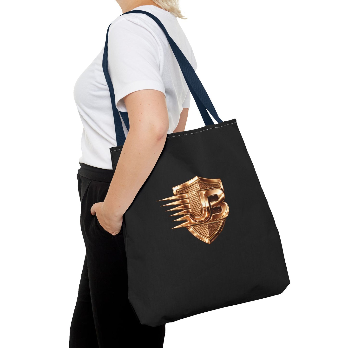Ultimate Body QR Tote Bag — Black Logo Shield Design
