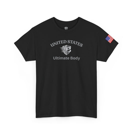 United States Shield Logo T-Shirt — Patriotic American Flag Sleeve Tee