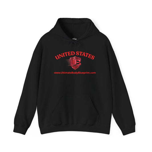 United States Shield Hoodie — Patriotic Red Emblem Pullover
