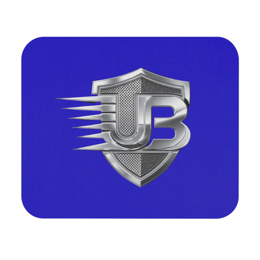 Blue Racing Shield Mouse Pad — Metallic UB Emblem Gaming Desk Mat