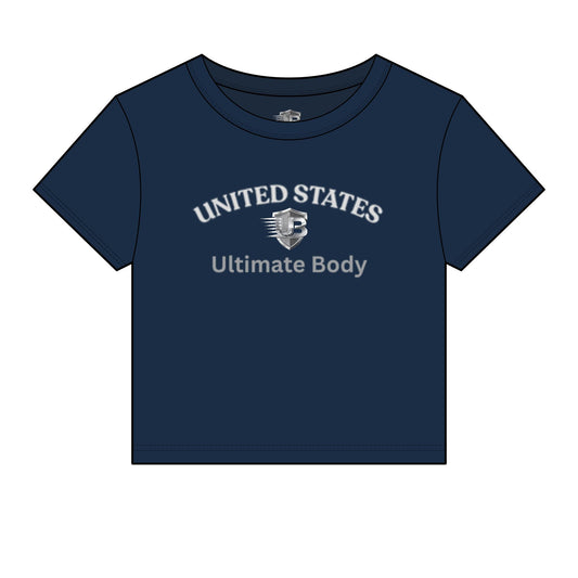 United States Shield Crop Tee — Women's Patriotic Baby T‑Shirt