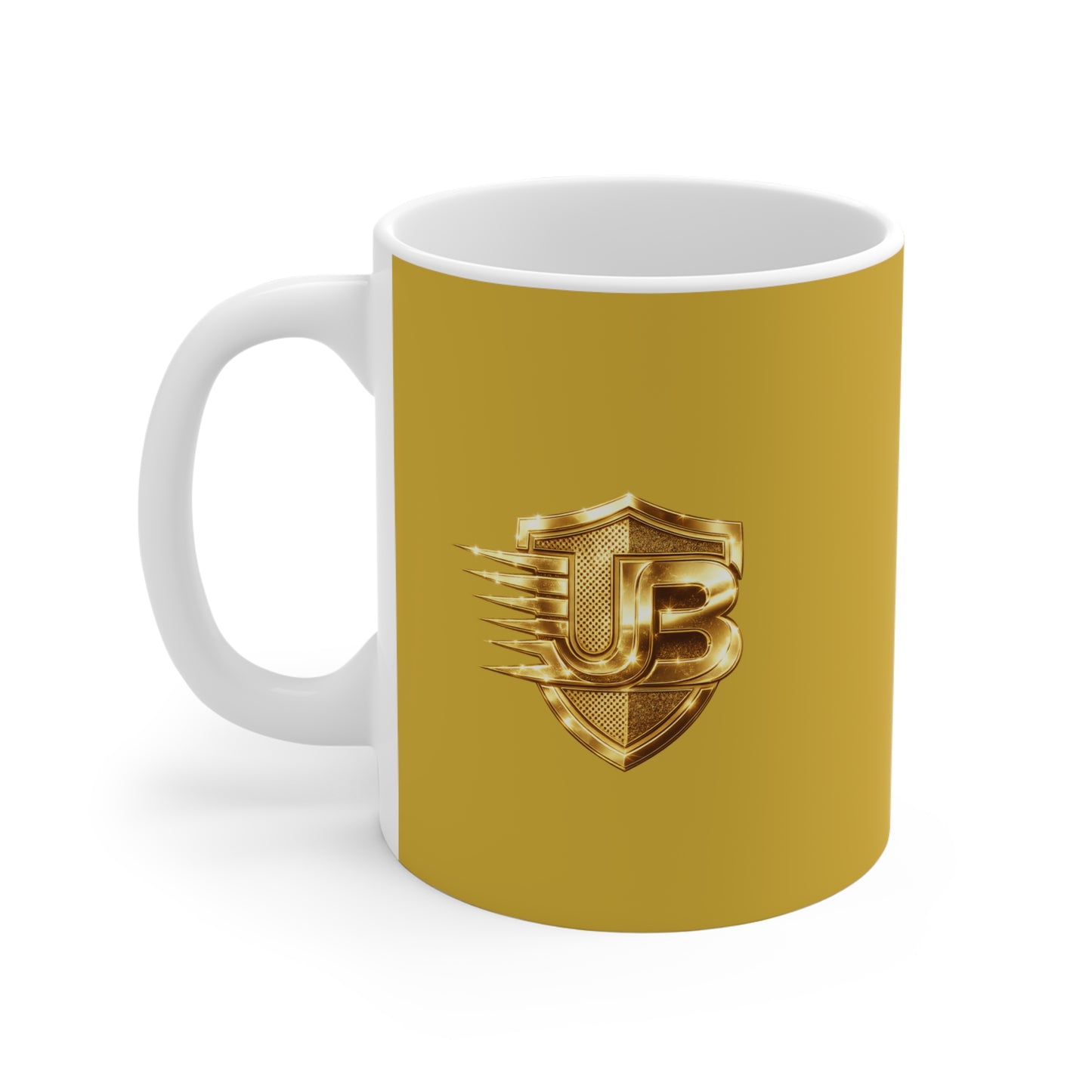 Gold Shield Emblem Mug — Vintage Racing Crest Coffee Cup
