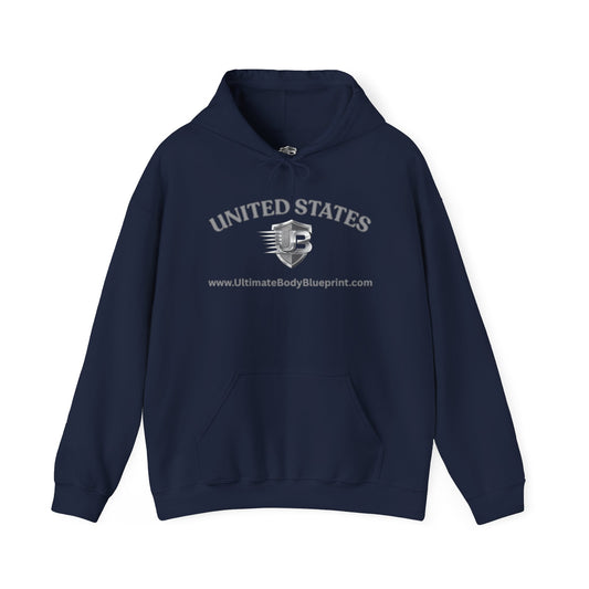United States Logo Hoodie — Patriotic Navy Pullover with Shield Emblem