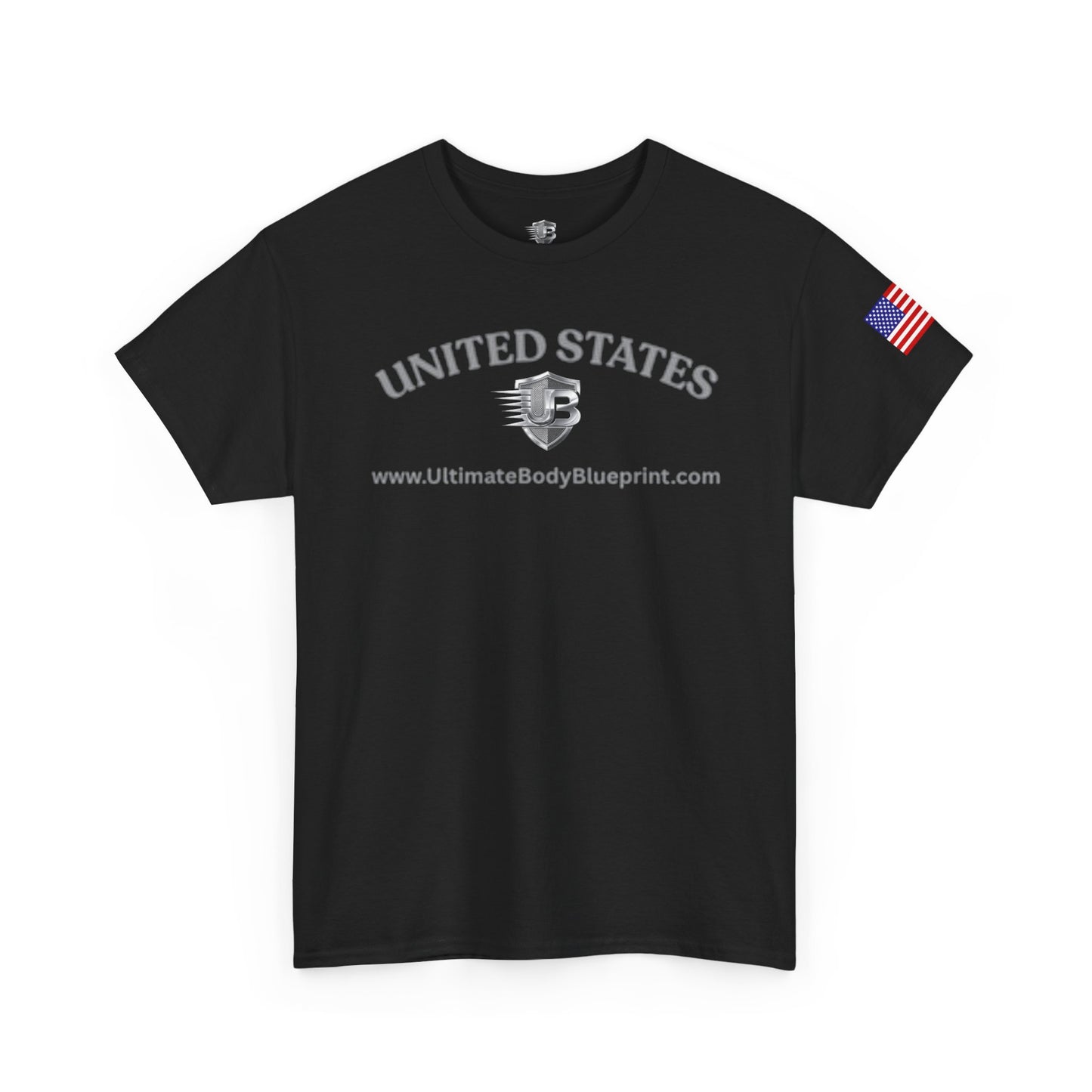United States Shield Logo T-Shirt — Patriotic American Flag Sleeve Tee