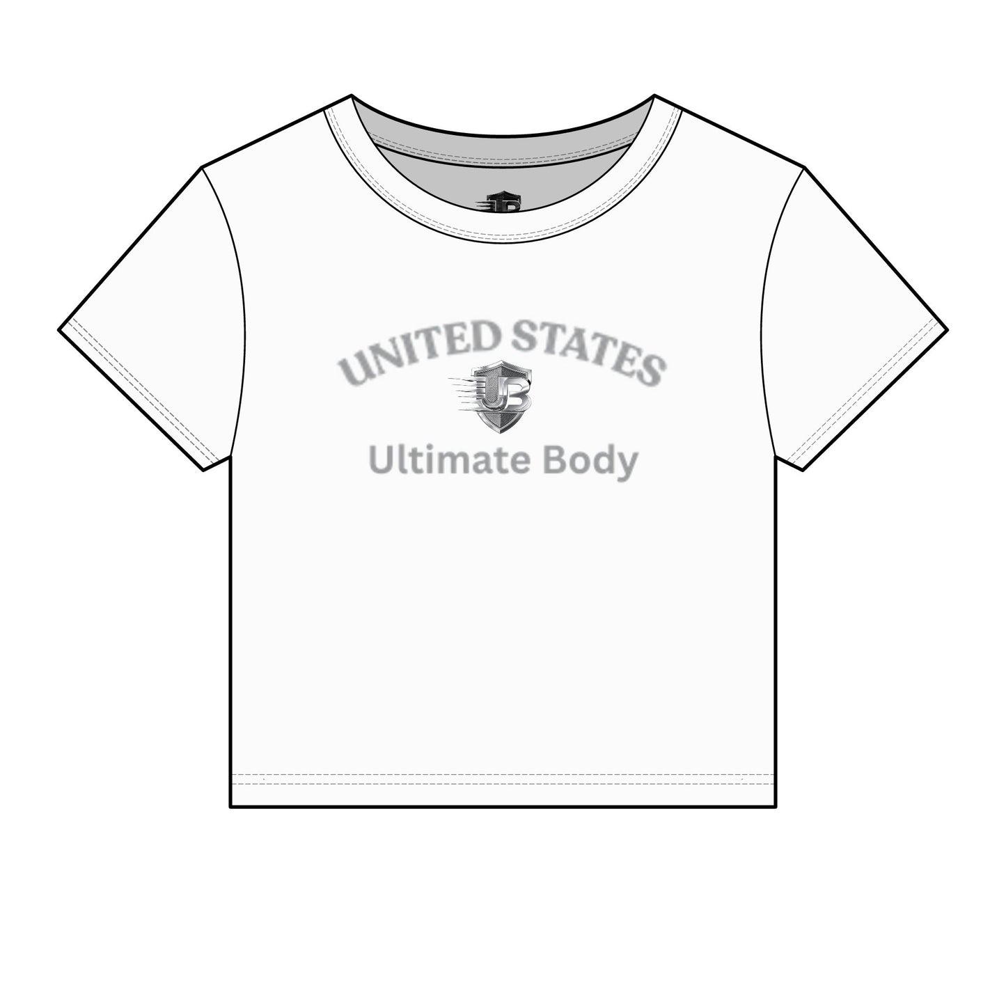 United States UB Logo Crop Tee — Ultimate Body Blueprint Fitness Shirt