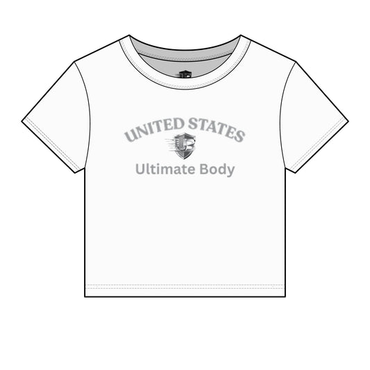 United States UB Logo Crop Tee — Ultimate Body Blueprint Fitness Shirt