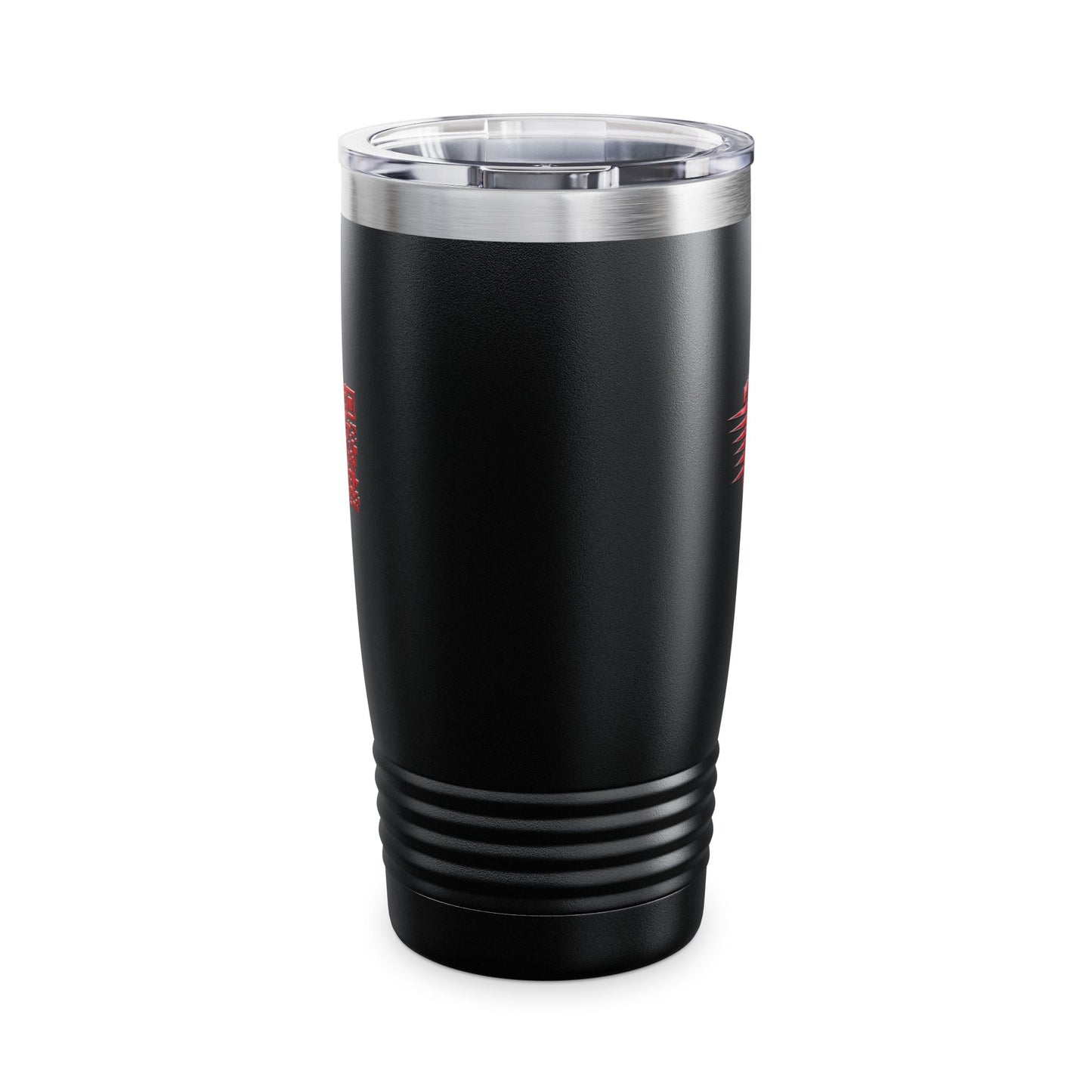 20oz Ringneck Tumbler — Black Insulated Travel Cup with Red JB Shield Logo
