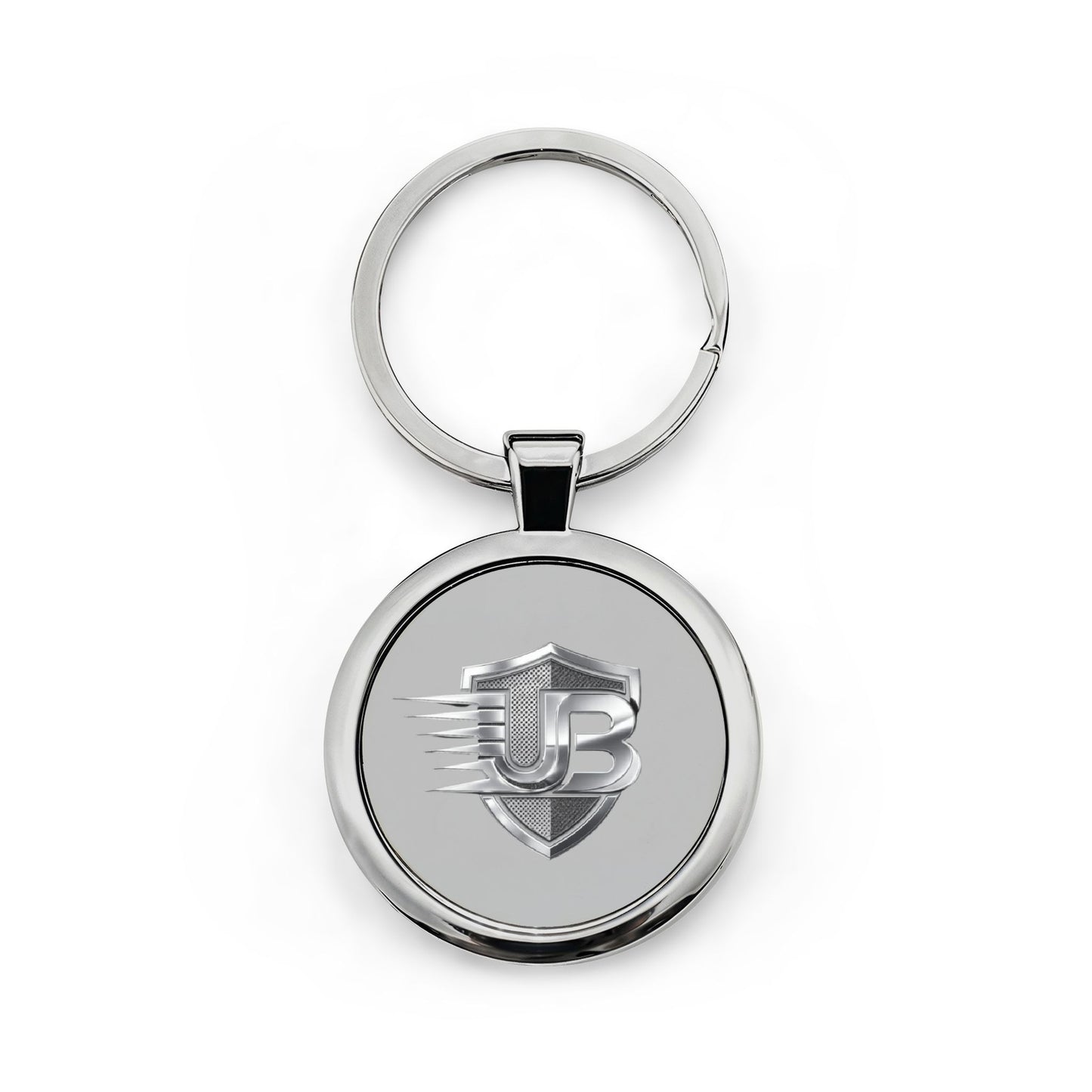 Stainless Steel Round Keychain — Shielded UB Logo Key Ring