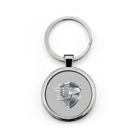 Stainless Steel Round Keychain — Shielded UB Logo Key Ring