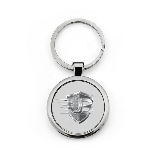 Stainless Steel Round Keychain — Shielded UB Logo Key Ring