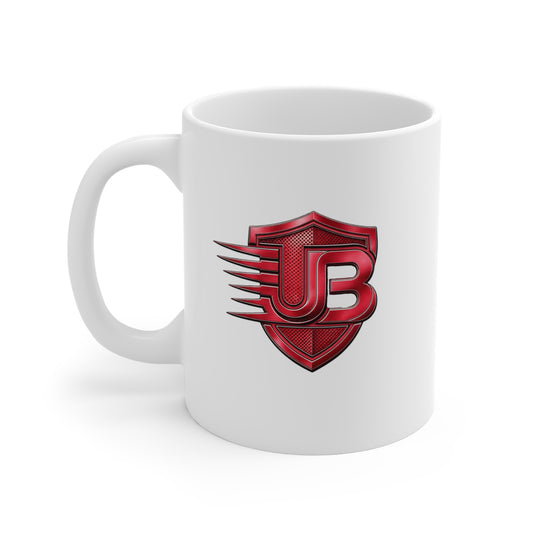 Superhero Shield Logo Mug — Red UB Emblem 11oz