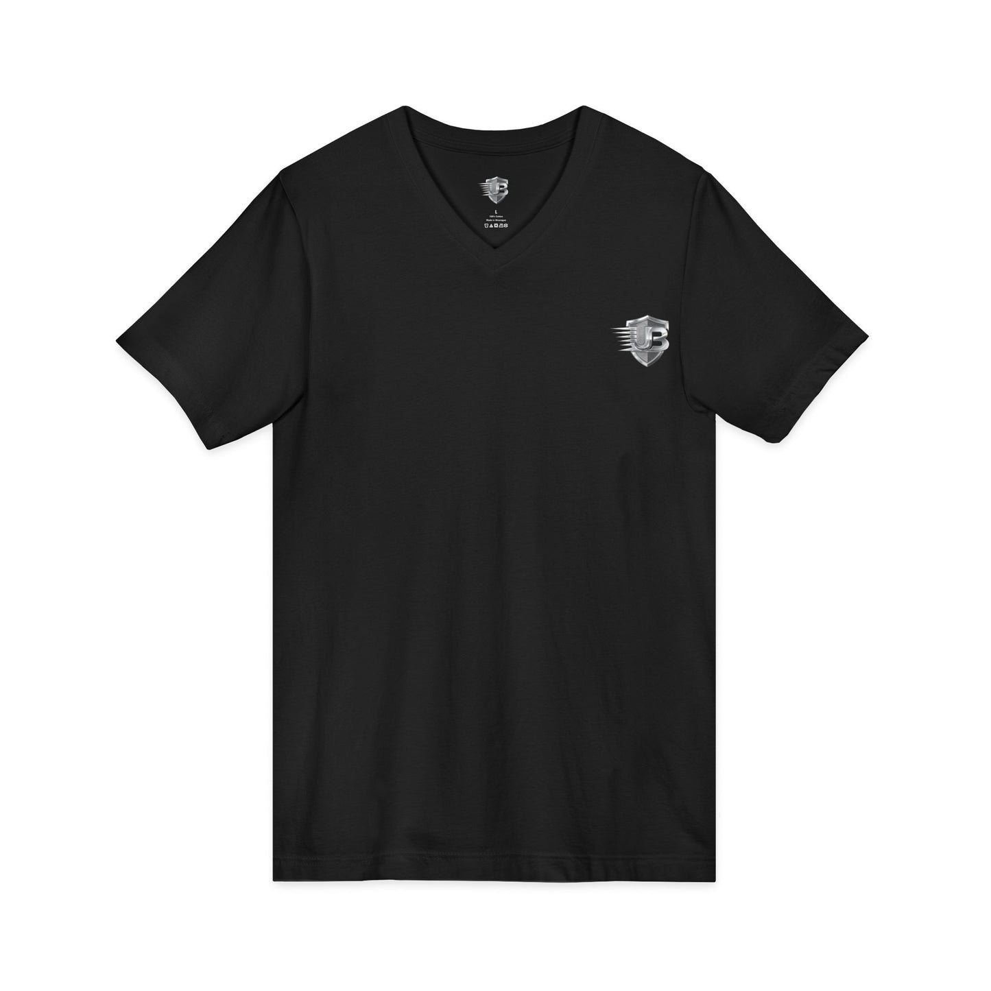 V-Neck Tee — 'Ultimate Body' QR Chest & Back Minimalist Fitness Design