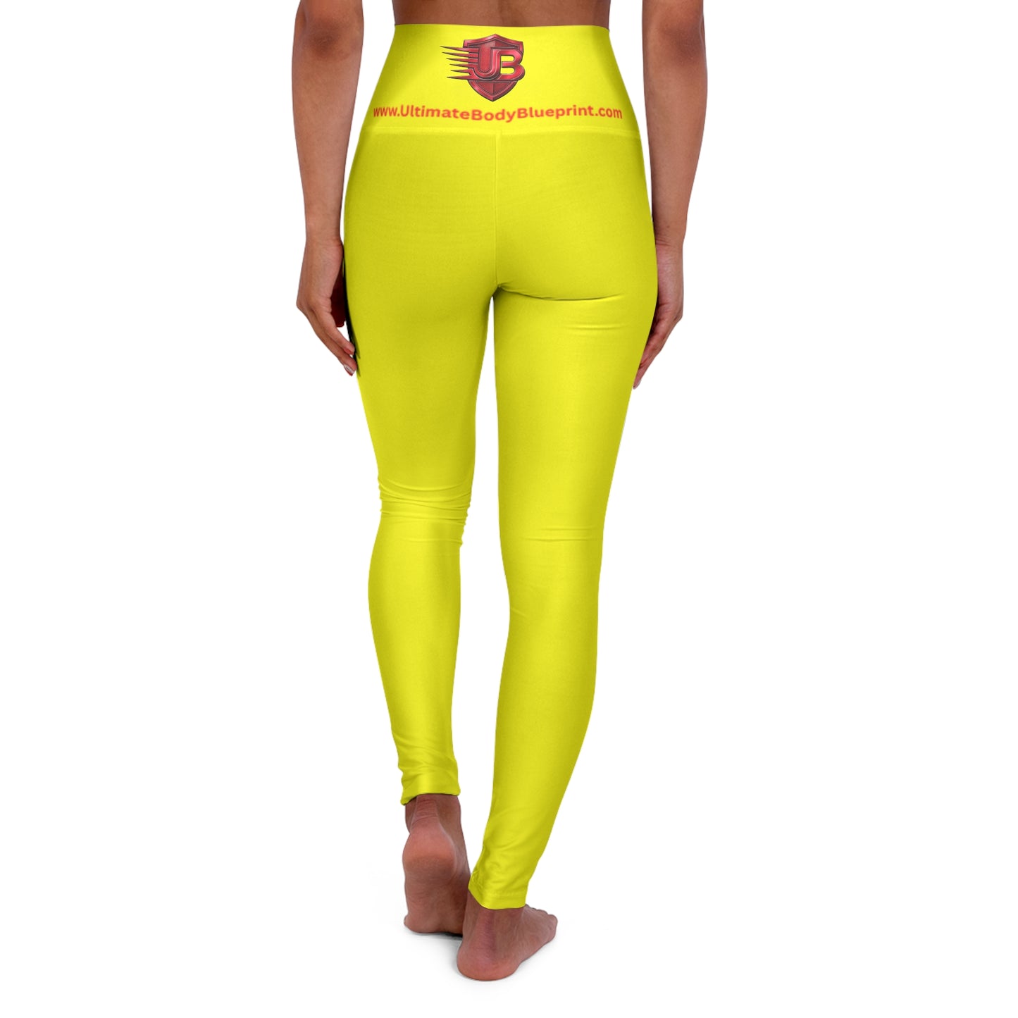High-Waisted Yoga Leggings – Bright Yellow Performance Leggings with Small Butterfly Logo