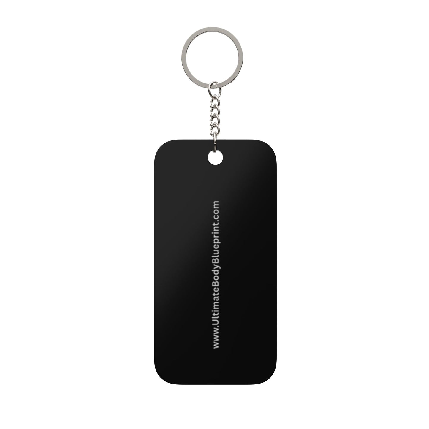 Metallic Shield Keychain Charm — Double-Sided Black Keyring with Chrome Emblem