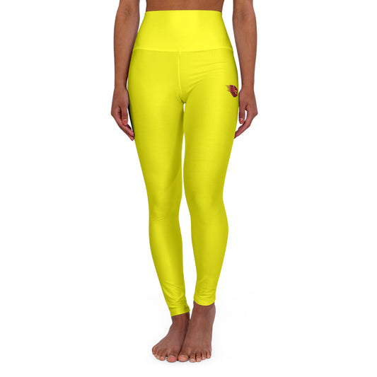 High-Waisted Yoga Leggings – Bright Yellow Performance Leggings with Small Butterfly Logo