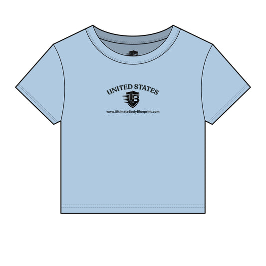 United States UB Shield Crop Tee — UltimateBodyBlueprint Logo Women's Baby T-Shirt