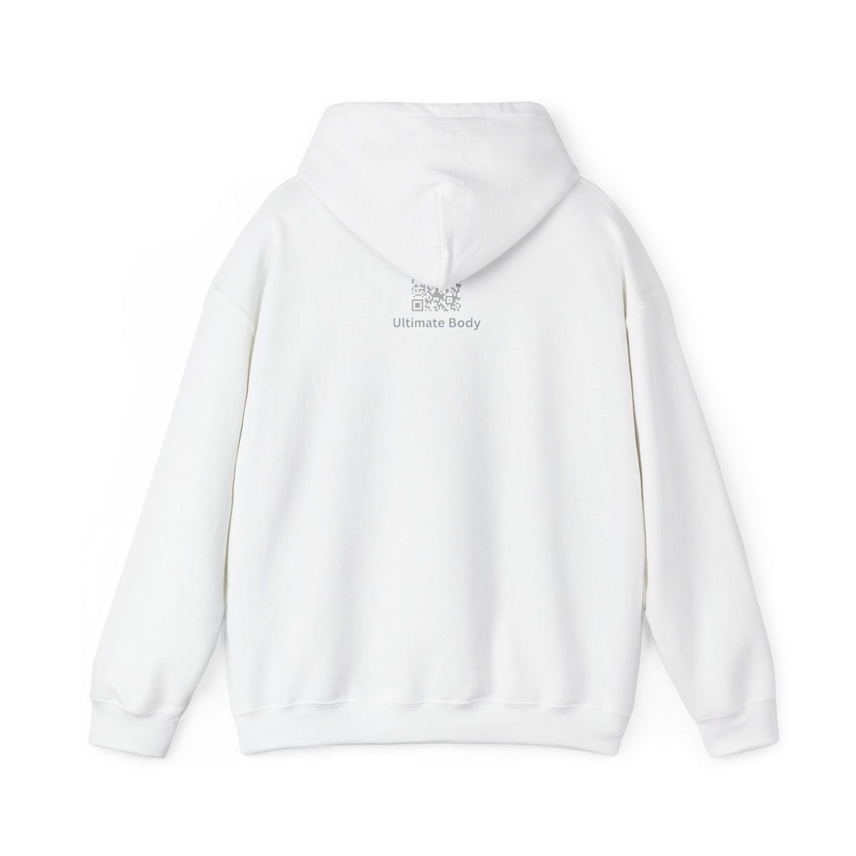 Minimal Silver Shield Hoodie — "Ultimate Body" Chest & Back Logo Hooded Sweatshirt