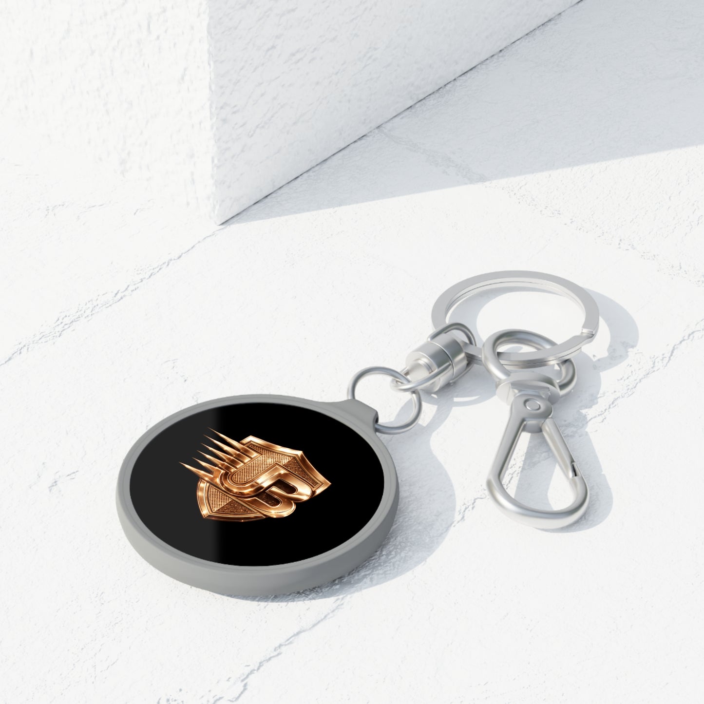 Metallic UB Shield Keyring Tag — Personalized Monogram Keychain