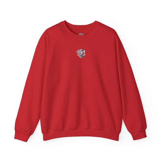 Crewneck Sweatshirt — Small Shield Logo Front & QR Code "Ultimate Body" Back