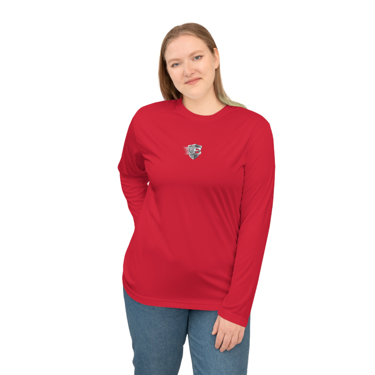Ultimate Body Performance Long Sleeve Shirt — Small Chest Logo & Back QR Design