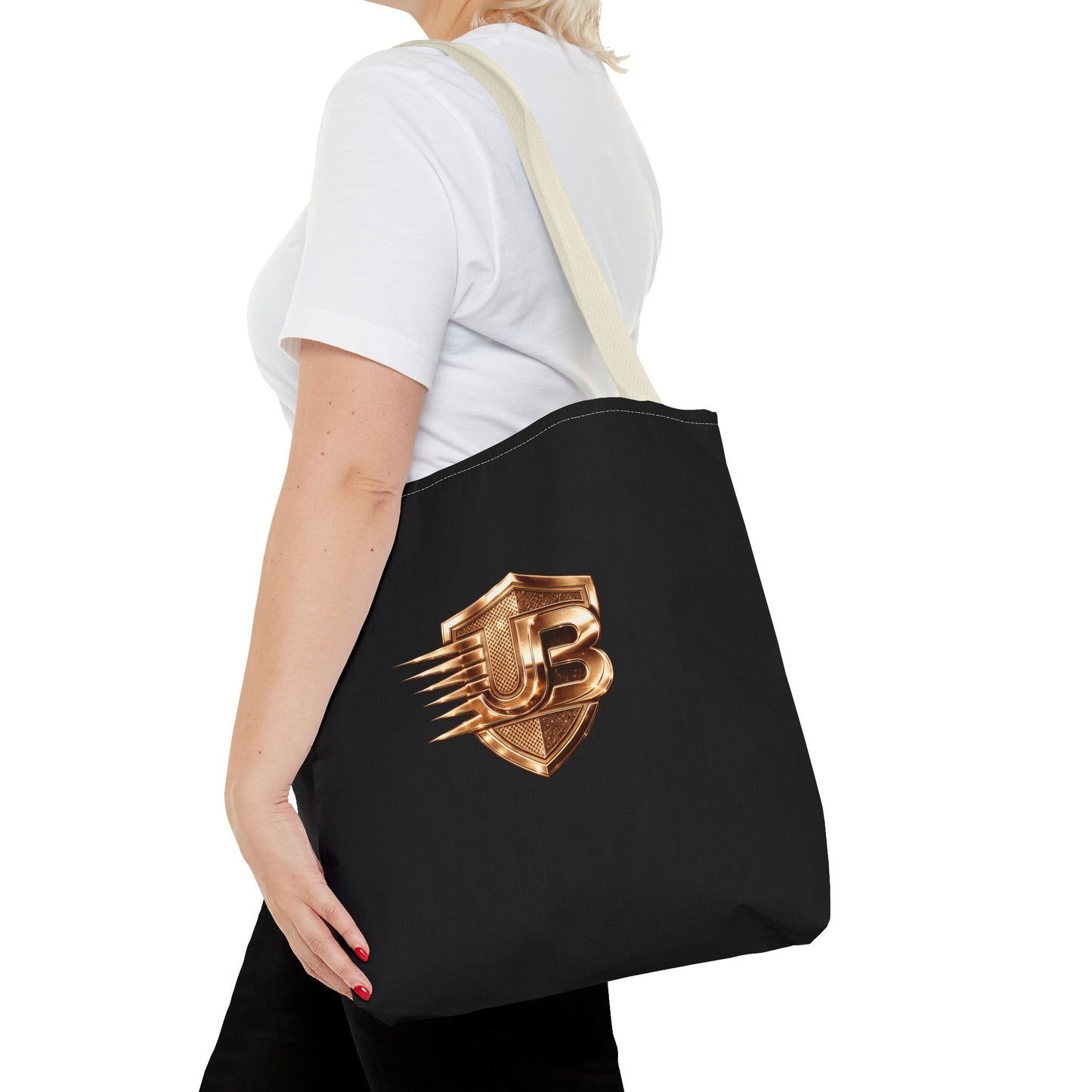 Ultimate Body QR Tote Bag — Black Logo Shield Design